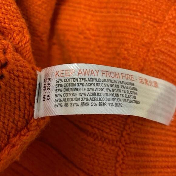 Free People Women's Orange Mock Neck Cutout Back Short Sleeve Crop Sweater Top S - Picture 4 of 4